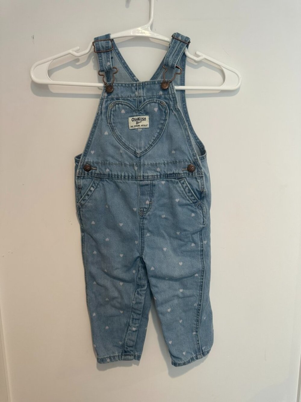 OshKosh Toddler Girl Overalls, heart print, Size 18 months